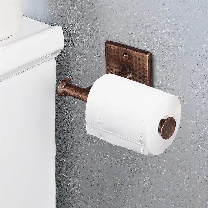 Monarch Abode Bathroom Toilet Paper Holder â€“ 7-inch Traditional Hand Hammered Metal Wall Mounted Toilet Paper Holder, Wall Mount Organizer Antique Copper Finish Decorative Tissue Holders for Bathroom - Image 2